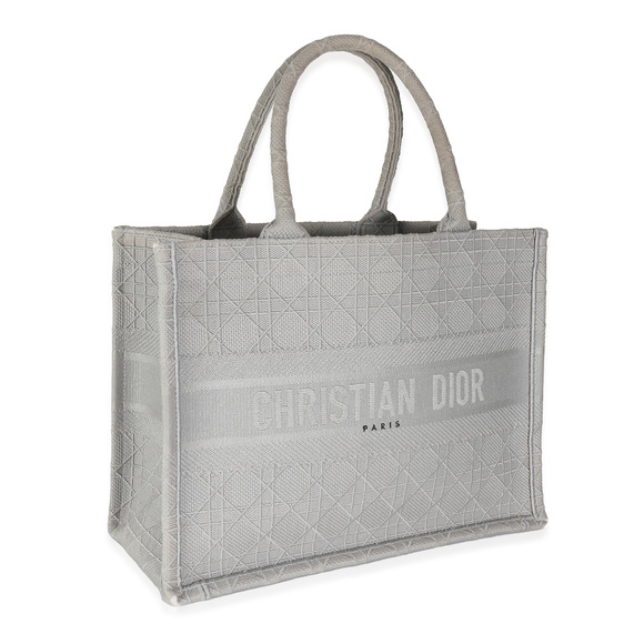 Christian Dior Grey Canvas Cannage Medium Book Tote - Picture 3 of 7